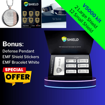 EMF Home Protection System (With Free Pendant & 6 Pack Shield Stickers & White Bracelet) - Webinar V5000 Kit